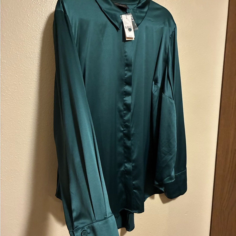 NWT Lane Bryant Teal No-Peek Blouse